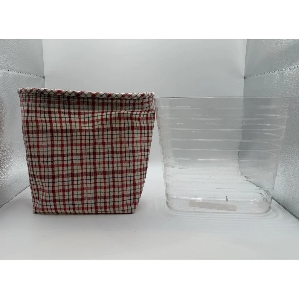 Longaberger Woven Memories Basket 2005 Cherry Red Plaid Liner Protector